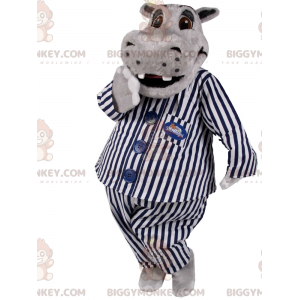 Hippo in Striped Pajamas BIGGYMONKEY™ Mascot Costume -