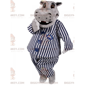 Virtahepo raidallisessa pyjamassa BIGGYMONKEY™ maskottiasu -