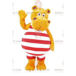 BIGGYMONKEY™ Mascottekostuum nijlpaard in gestreept badpak -