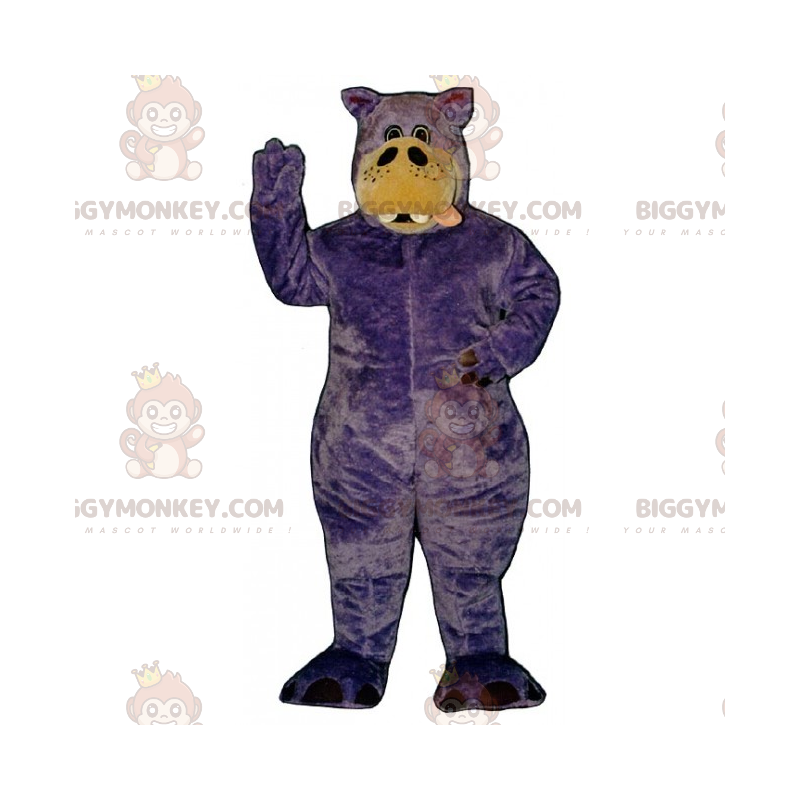 Costume da mascotte Ippopotamo viola BIGGYMONKEY™ -