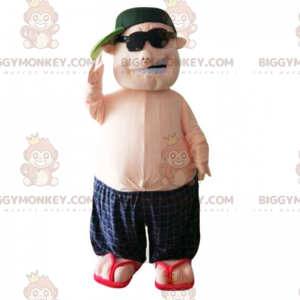 BIGGYMONKEY™ maskotdräkt för män i simshorts och keps -