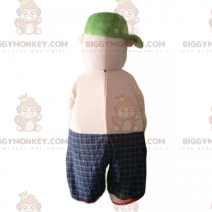 Mens BIGGYMONKEY™ Mascot Costume in Swim Shorts and Cap –