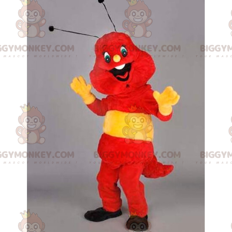 BIGGYMONKEY™ mascottekostuum met lachend rood en geel insect -