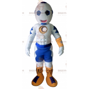 Costume da mascotte BIGGYMONKEY™ bianco e blu con testa a