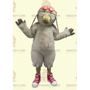 BIGGYMONKEY™ Seagull Bird Mascot Costume with Aviator Helmet -