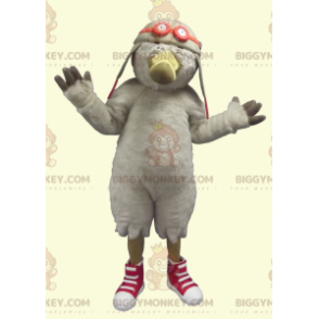 BIGGYMONKEY™ Zeemeeuwvogelmascottekostuum met vliegerhelm -