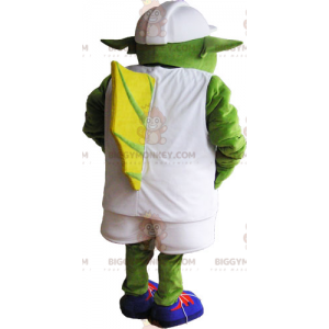 Ogre BIGGYMONKEY™ maskotdräkt med vit outfit och keps -