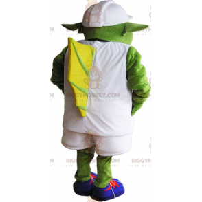 Ogre BIGGYMONKEY™ mascottekostuum met witte outfit en pet -