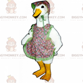 Disfraz de mascota de ganso BIGGYMONKEY™ con delantal de flores