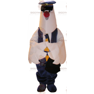 Witte vogel BIGGYMONKEY™ mascottekostuum met pilootoutfit -