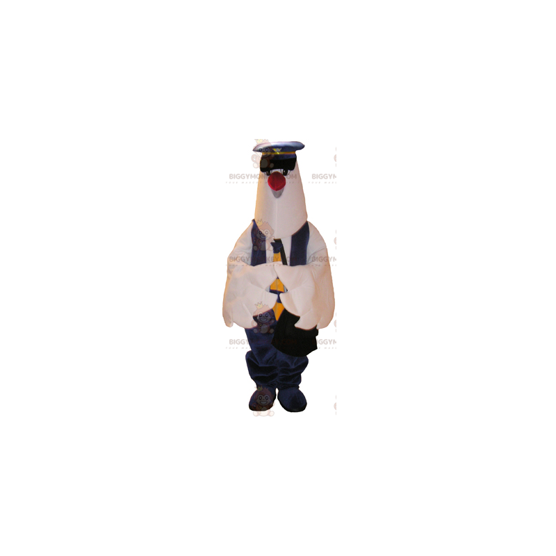 Kostium maskotki białego ptaka BIGGYMONKEY™ ze strojem pilota -