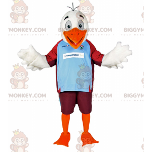 Witte vogel BIGGYMONKEY™ mascottekostuum in voetbaloutfit -