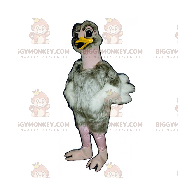 Traje de mascote de avestruz branco e cinza BIGGYMONKEY™ –