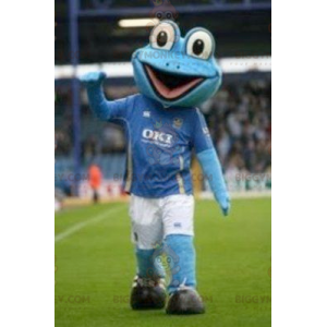 Blauer Frosch BIGGYMONKEY™ Maskottchenkostüm in Sportbekleidung