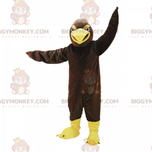 Costume de mascotte BIGGYMONKEY™ d'oiseau marron et bec jaune -