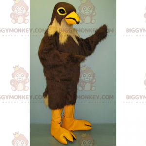 Costume mascotte BIGGYMONKEY™ uccello marrone e collo beige -