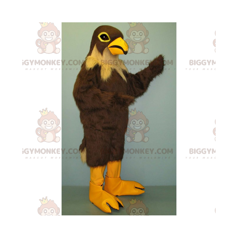 BIGGYMONKEY™ mascottekostuum met bruine vogel en beige hals -