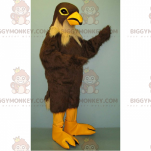 Traje de mascote BIGGYMONKEY™ de pássaro marrom e pescoço bege