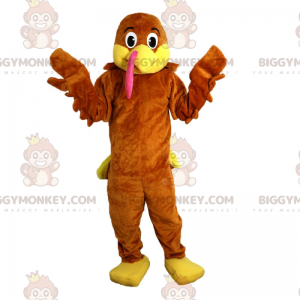 Traje de mascote de pássaro marrom e amarelo BIGGYMONKEY™ –