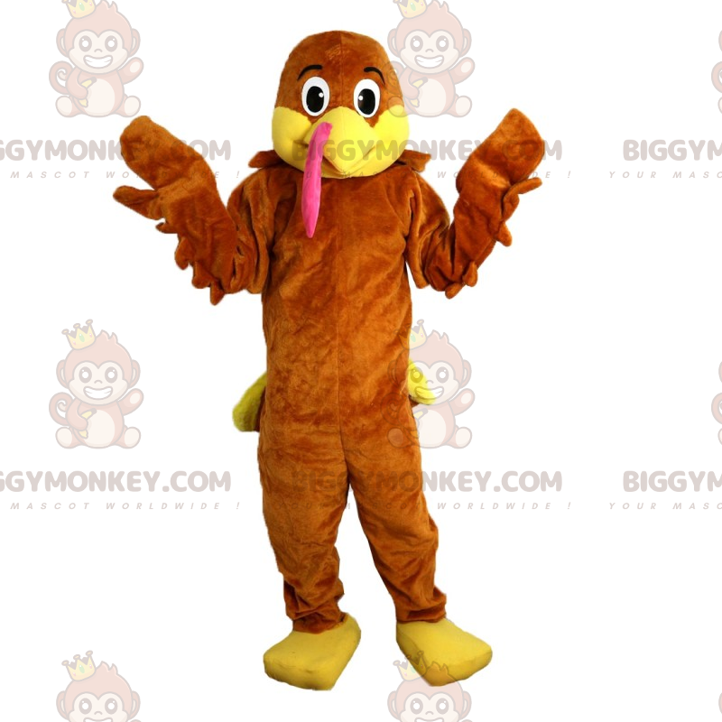 Bruine en gele vogel BIGGYMONKEY™ mascottekostuum -