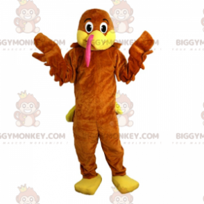 Costume da mascotte uccello marrone e giallo BIGGYMONKEY™ -