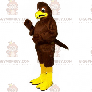 Costume mascotte BIGGYMONKEY™ uccello marrone e zampe gialle -