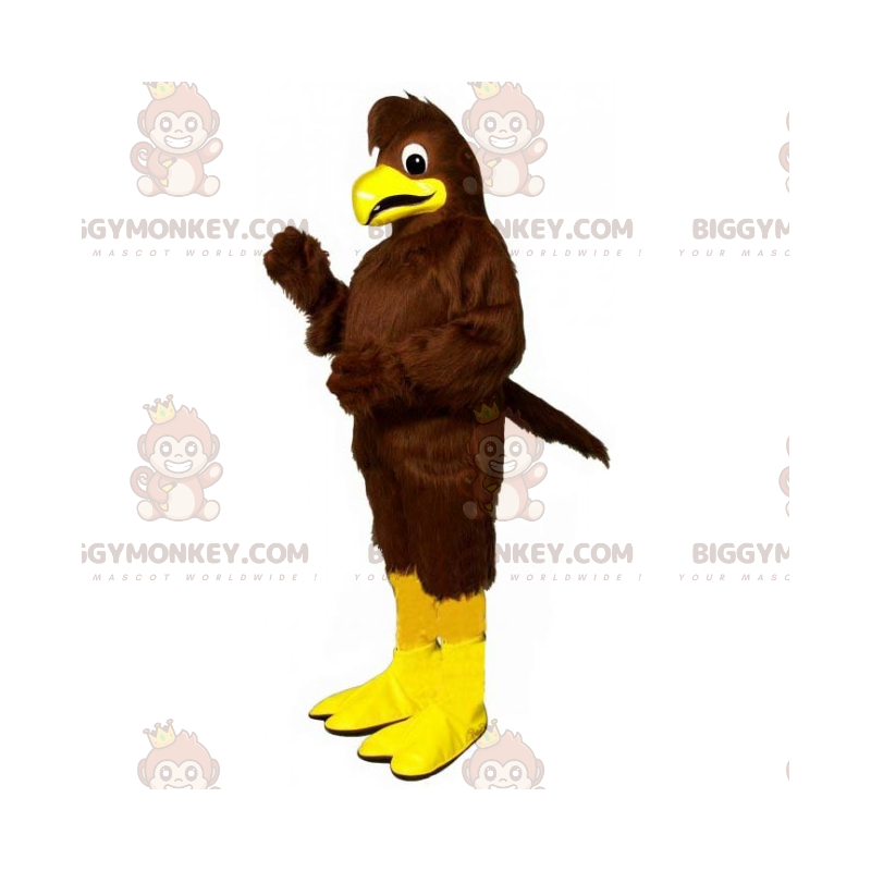 Brauner Vogel und gelbe Beine BIGGYMONKEY™ Maskottchen-Kostüm -