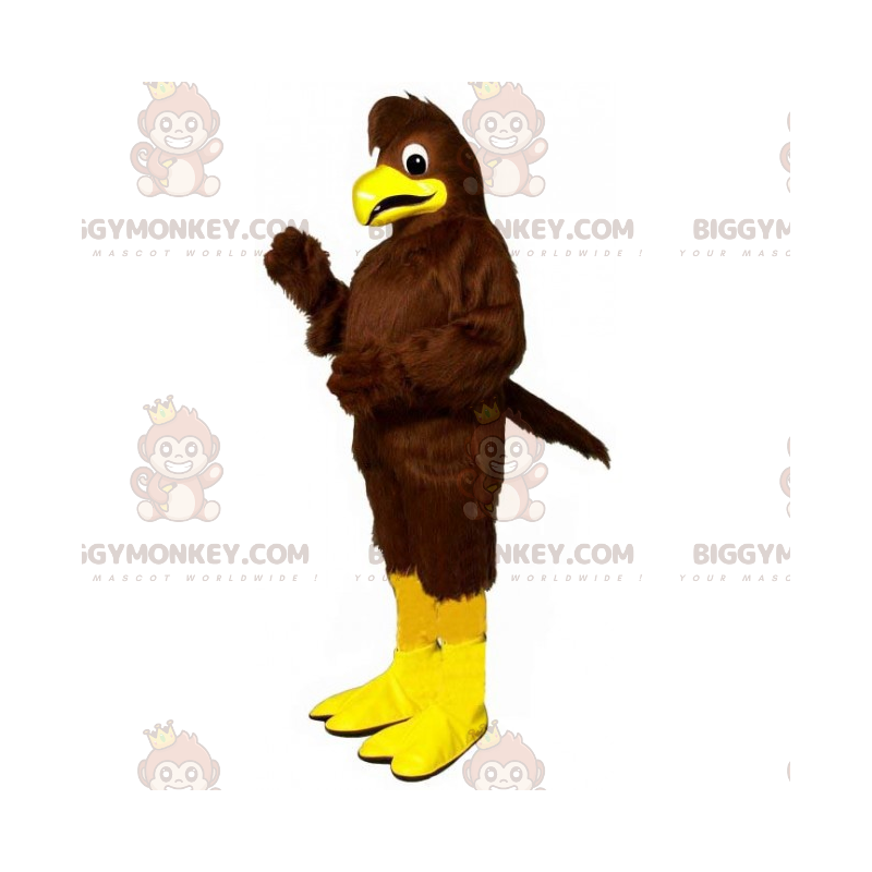Costume mascotte BIGGYMONKEY™ uccello marrone e zampe gialle -