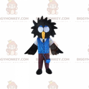 BIGGYMONKEY™ μασκότ στολή Black Bird με μεγάλα μάτια και καρό