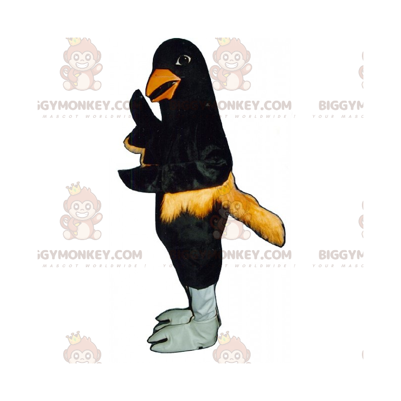 Kostium maskotka czarnego ptaka BIGGYMONKEY™ z pomarańczowymi