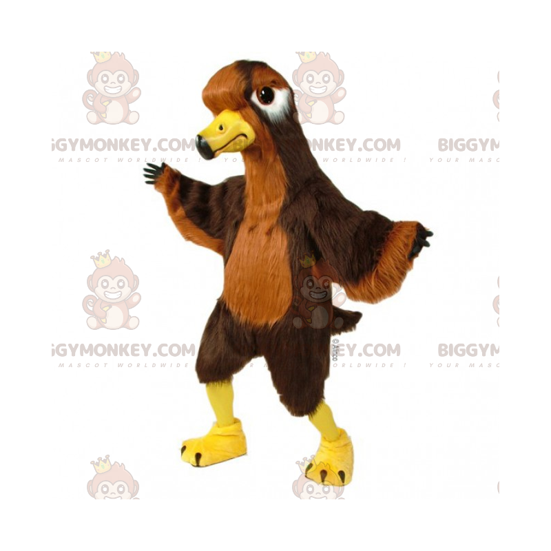 Brauner und gelber Vogel BIGGYMONKEY™ Maskottchen-Kostüm -