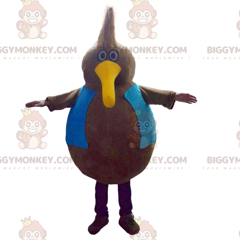Traje de mascote BIGGYMONKEY™ pássaro redondo com bico amarelo