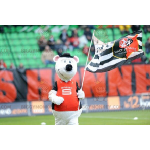 Weiße Maus BIGGYMONKEY™ Maskottchen-Kostüm in Sportbekleidung -