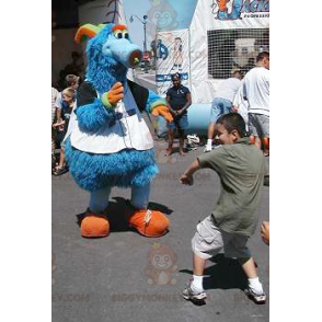 Cute Furry Blue Monster BIGGYMONKEY™ Mascot Costume –