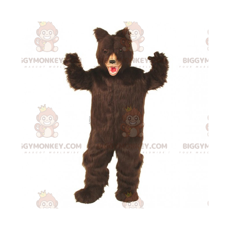 Disfraz de mascota de oso de pelo castaño oscuro BIGGYMONKEY™ -