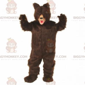 Fantasia de mascote de urso de cabelo castanho escuro
