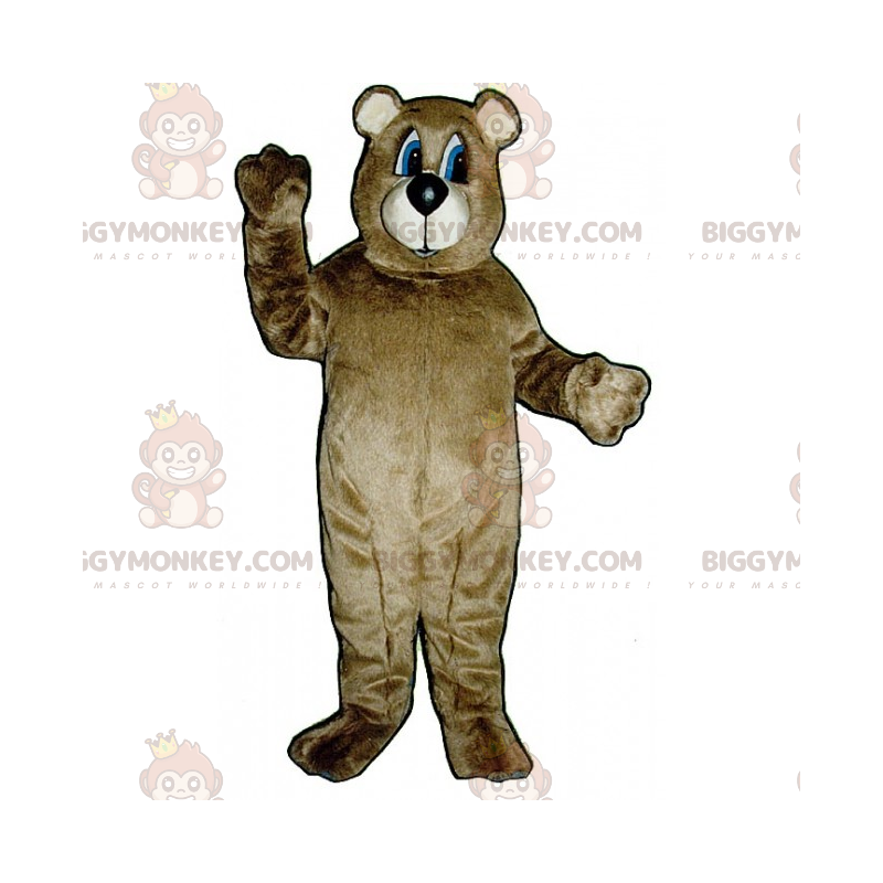 Kostým maskota medvěda BIGGYMONKEY™ s hnědou srstí a modrými