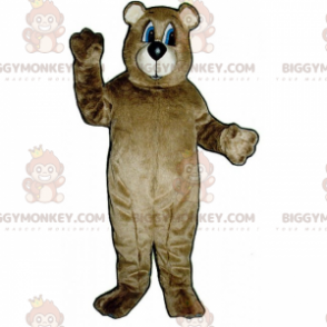 Kostým maskota medvěda BIGGYMONKEY™ s hnědou srstí a modrými