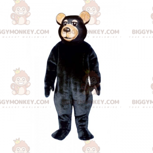 BIGGYMONKEY™ Bären-Maskottchen-Kostüm mit schwarzem Haar und