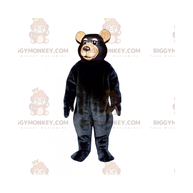 BIGGYMONKEY™ Bären-Maskottchen-Kostüm mit schwarzem Haar und