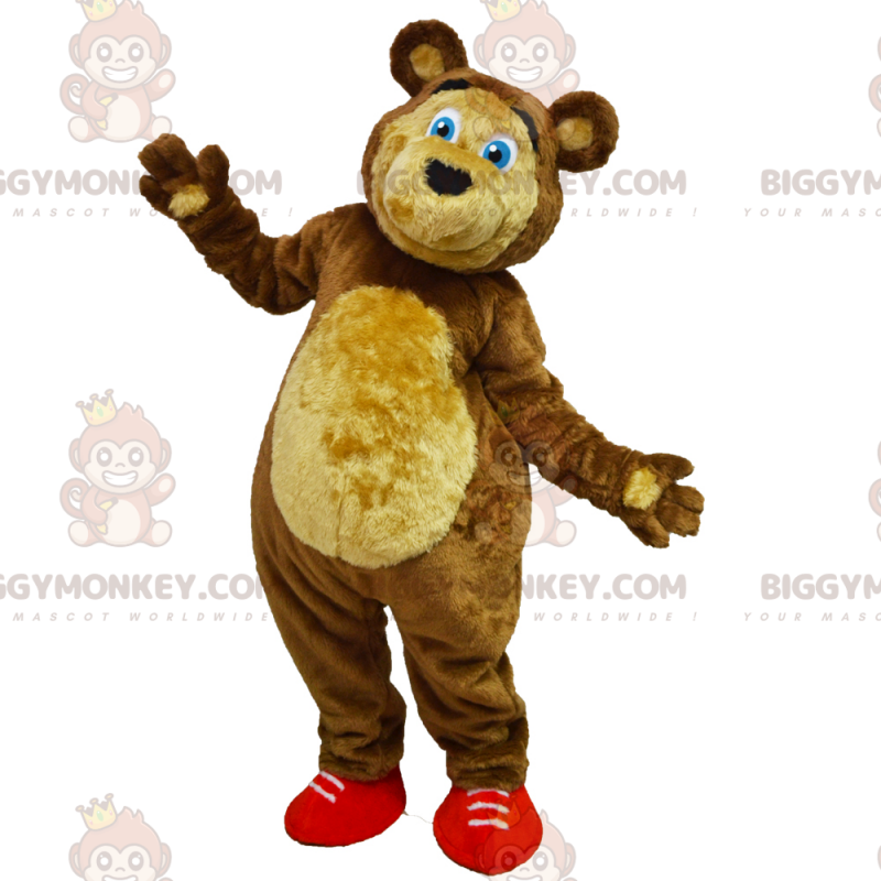 BIGGYMONKEY™ Bear Mascot Costume with Blue Eyes and Red