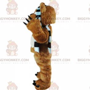 Disfraz de mascota Bear BIGGYMONKEY™ con pañuelo a rayas -