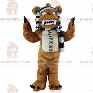 Kostým maskota medvěda BIGGYMONKEY™ s pruhovaným šátkem –