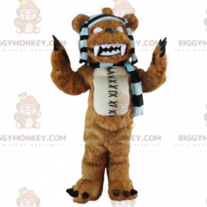 Disfraz de mascota Bear BIGGYMONKEY™ con pañuelo a rayas -