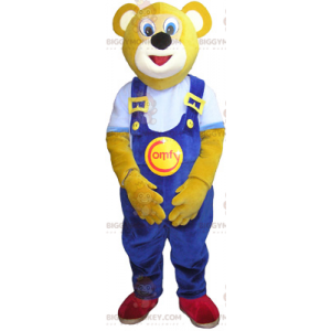 Beer BIGGYMONKEY™ mascottekostuum met blauwe overall -