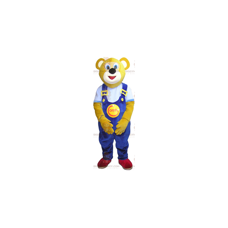 Bear BIGGYMONKEY™ Mascot Costume with Blue Overalls –