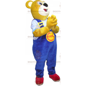 Costume de mascotte BIGGYMONKEY™ d'ours avec salopette bleu -