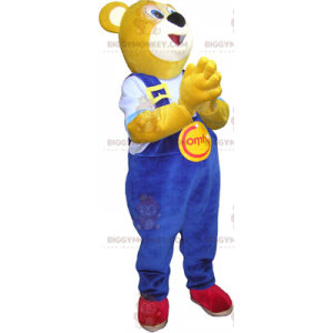 Kostým maskota medvěda BIGGYMONKEY™ s modrým overalem –