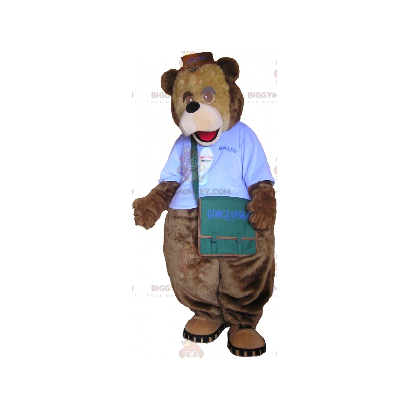 Bear BIGGYMONKEY™ Mascot Costume with Outfit and Sling Bag -