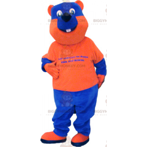 Blue and Orange Two Tone Bear BIGGYMONKEY™ Mascot Costume –